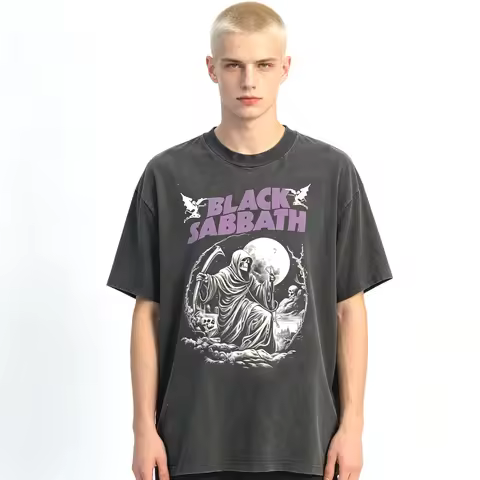 Summer Hot Sale Vintage 80s Black Sabbat Band T-Shirt Men Women Vintage Casual T-shirt Y2K Hip Hop S