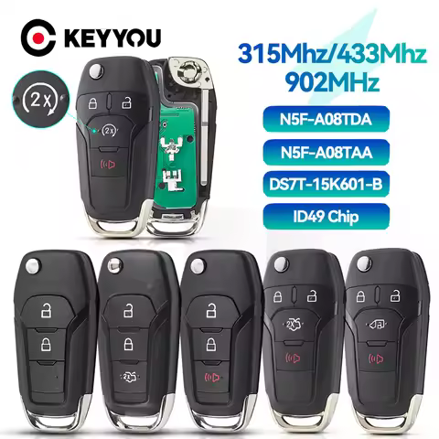 KEYYOU 2/3/4B Remote Car Key Fob For Ford N5F-A08TAA/EB3T-15K601-BA/DS7T-15K601-B Ranger F150 2013-2