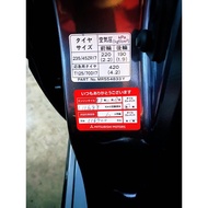 NEW ORIGINAL 🇯🇵 Decal Sticker Label Tire Tyre Pressure Mitsubishi Lancer Evo4 Evo5 Evo6 Evo7 Evo8 Ev