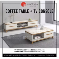 TV203/139 Marble Top TV Console / Coffee Table With Drawer / TV Cabinet