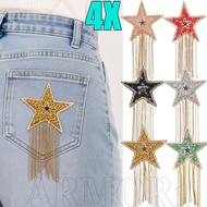 [Trendy] 4/1Pcs Sparkly Star Diamond Iron‑On Appliques, Non‑Fade Metal Tassel DIY Patch, Easy Iron‑F