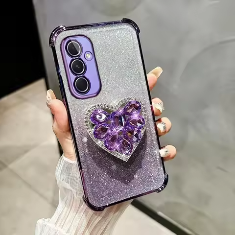 Phone Case for Xiaomi 15T 14T 13T POCO X7 F7 M7 C85 Redmi Note 14 Pro 14C Glitter Diamond Heart Shoc