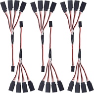 AOKIN | 6Pcs 3 Pin JST Plug Splitters Servo Cord Wire 15cm Male to 4 Female Y Harness Connector Serv
