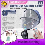 topi ✰JOLLYGEAR ARTHUR Version2 Newborn Baby Auto Swing Leaf Cradle Bouncer Mosquito Net Tent Automatic Remote Rocker Buaian♪