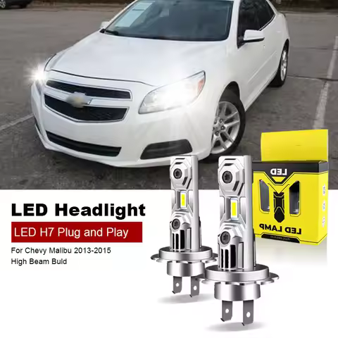 2PCS For Chevy Malibu 2013 2014 2015 High Beam Led Bulb H7 Without Fan Headlight Bulb 60W 6000K Plug