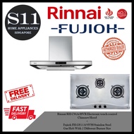 Rinnai RH-C91A-SSVR Electronic touch control  Chimney Hood + Fujioh FH-GS5530 SVSS Stainless Steel Gas Hob With 3 Different Burner Size BUNDLE DEAL - FREE DELIVERY