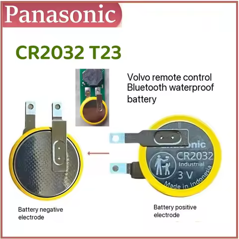 1-10PCS Original Panasonic CR2032 T23 For VOLVO Waterproof Key battery 2032 With leg foot 3V lithium