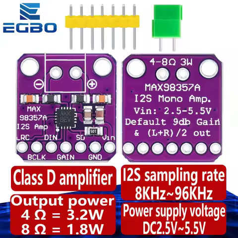 1~10PCS MAX98357 3W Class D Amplifier Breakout Interface I2s Dac Decoder Module Filterless Audio Boa