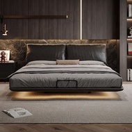 Elephant Ears with Light Suspended Bed Owner Bed Light Luxury Genuine Leather Bed Italian Style 167c