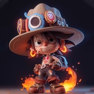 Ejen ali iris [Ready Stock] Q Version Ace 15cm One Piece Portgas Denim Trendy Suit Anime GK Figure S