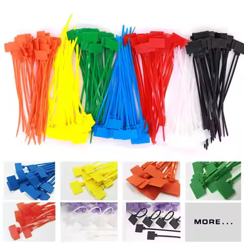 100pcs Plastic Label Mesh Wire Marker Self-locking Zip Ties Tag Labels Cable Ties Colorful Tag Nylon