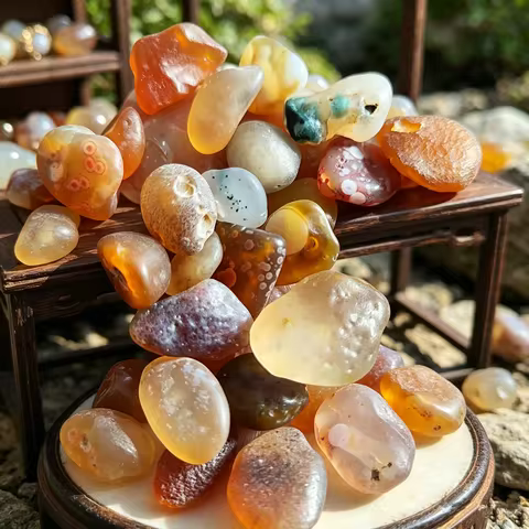Natural Gobi Candy Color Agate Stone Beads Stone Beautiful Crystal Mineral Raw Stone Home Decoration