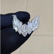 total 7.2ct emerald/round cut moissnaite diamond half enternity Ring fahion women ring