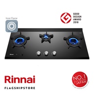 Rinnai Inner 3-Burner Built-in Gas Hob - Black (86cm) RB-3CGT