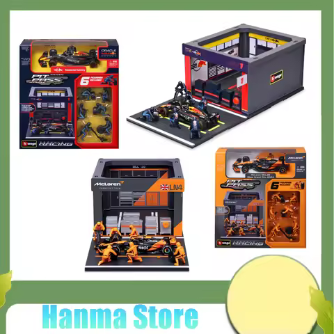 Bburago 1:43 2024 F1 Pit Stop Tire Change Scene For Ferrari SF24/Benz W15/Red Bull RB20/McLaren MCL3