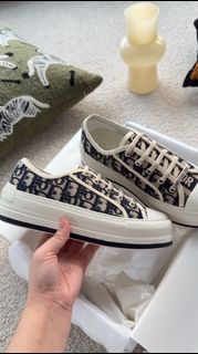 💜全新正品💜Dior迪奥帆布鞋WALK'N'DIOR 厚底刺绣运动鞋