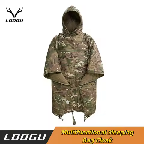 LOOGU Camo Thermal Sleeping Bag - Hooded All-in-One for Camping,Hiking & Survival Gear,Portable Emer