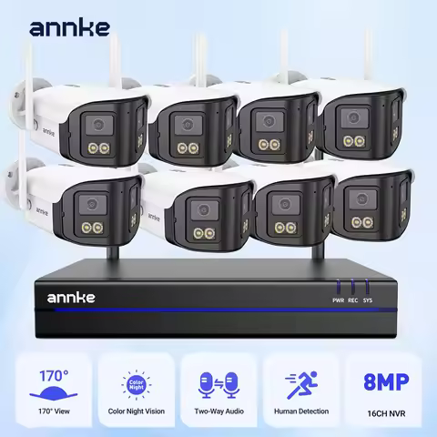 ANNKE 16CH Wireless NVR 4MP Dual Lens Security Camera System Ultra-Wide 170° WiFi 6 Outdoor Home Sur
