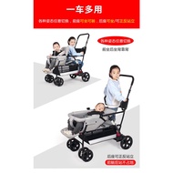 Double Stroller / Twin Stroller / Ultra Lightweight Folding Portable Simple Car  Child Trolley / Lightweight Portable Compact Baby Stroller Travel Stroller Pushchairs Folding Pram /front of and behind baby stroller light baby double wheelbarrow lying down