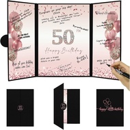 DARUNAXY Rose Gold 50th Birthday Party Decorations for Women, Happy 50th Birthday Alternative Signat