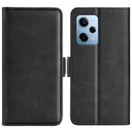 全城熱賣 - 適用於 小米紅米 Note 12 Pro 5G 國際版 雙扣側吸左右開手機套（黑色）