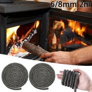 [Hot-HOUSE] Black Stove/Fire Rope Wood Burning Stove 6/8mm 2m Length Log Burner Door Seal❀