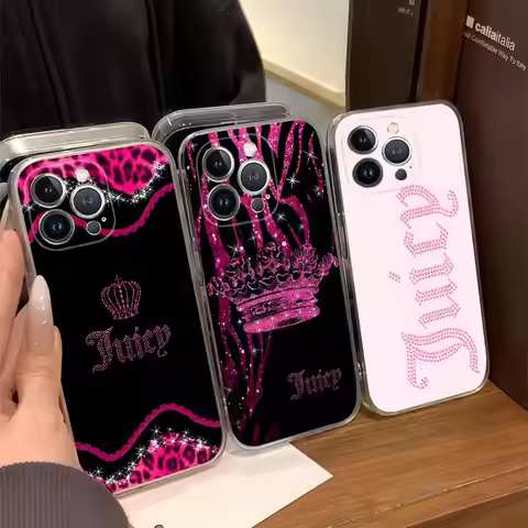 Pink J-Juicy C-Couture For IPhone 17 16 15 14 13 12 Mini 11 Pro Max Transparent Case