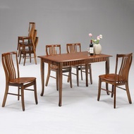 [特價]【MUNA 家居】歐式4尺餐桌(共兩色)(1桌4椅)柚木色(板面餐椅)