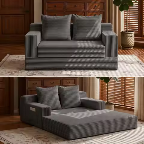Boneless Loveseat Folding Sofa Bed, Foldable Floor Futon Sleeper Couch Bed - Convertible Sofa Bed, C