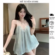 Silk shirt Sleeveless Beautiful Lady Stone Mesh, Freesize Under 52kg - MTS