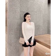 LONG-SLEEVE CROSS-LAP T-SHIRT FOR WOMEN M9449