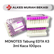 MONOTES EDTA K3 Tube 3ml glass 100pcs