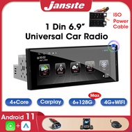 Jansite Universal car player 6.9 inch Radio Android Player Touch Screen 1 DIN WiFi Carplay Car Stereo Video GPS Navigation IPS Screen DVD