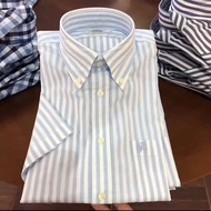 U.S.A Brooks Brothers Booker Brothers เสื้อเชิ้ตผู้ชายธุรกิจลำลอง Oxford ปั่นผ้าฝ้ายแขนสั้นที่ไม่ใช่