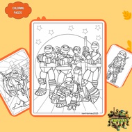 Set of 45/25/10 coloring pages, Ninja Turtles coloring pages, A4, A5 regular 70gsm paper NT881T