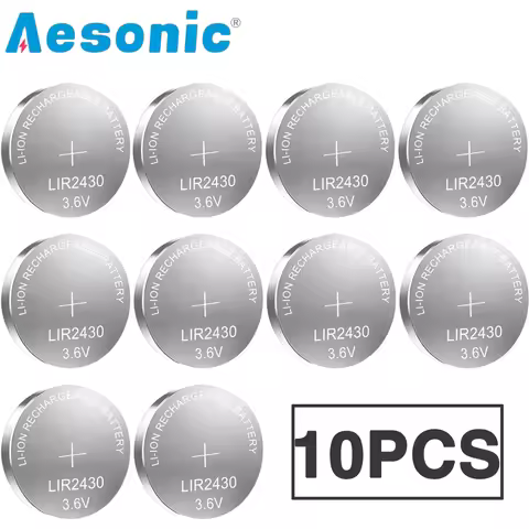 10PCS 3.6V LIR2430 Rechargeable Battery LIR 2430 Lithium Batteries for Car Key Remote Control Watch 