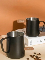 1個咖啡拿鐵拉花壺,不銹鋼尖頭咖啡拉花杯,咖啡牛奶壺,奶泡罐,拉花壺專業咖啡器具,適合初學者的咖啡拉花杯,現代簡約的黑色拉花杯,容量分別有350ml/600ml/900ml