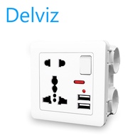 Delviz(international brand)(UK/EU/US socket) universal wall power socket 13A with switch control USB