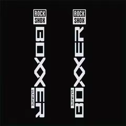2PCS Rock Shox Boxxer Ultimate Style Bike Suspension Stickers (Black White Logo) Compatible Replacem