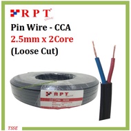 Loose Cut 5m / 10m / 15m / 20m Pin Wire 2.5mm x 2core Pin Pvc Insulated Pvc Twin Flat Cable CCA Blac