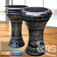 6 or 8 inch Black Silver Wooden Darbuka with Black Mica Batik Motif Darbuka 8 inch Darbuka 6 inch