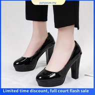 [Plus Size 42] Ready Stock Women PU High Heels kasut perempuan Heels Plus Size 42