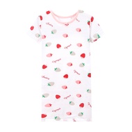 MAMDADKIDS - 竹節棉短袖睡衣/睡裙-滿園草莓-白色