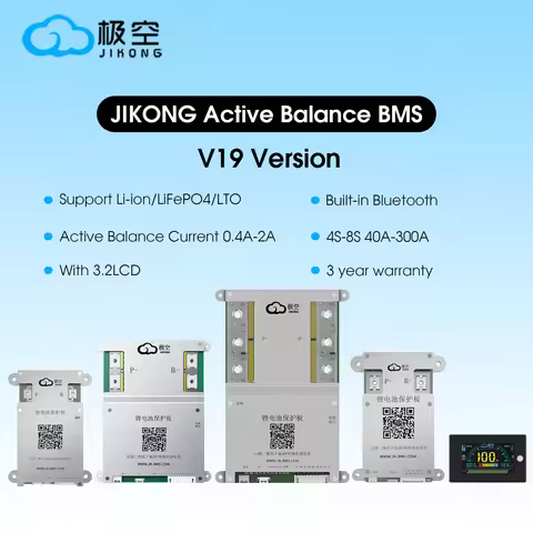 JIKONG Jk Bms JK-B2A8S20P With 3.2LCD 4S-8S 40A 60A 100A 200A 300A Active Balance Bms Smart Bms Life
