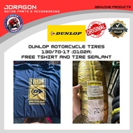 DUNLOP MOTORCYCLE TIRE 130/70-17 (D102A) WITH FREE DUNLOP SHIRT AND TIRE SEALANT