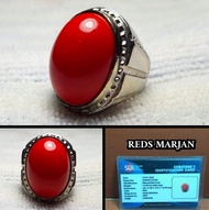 Cincin Pria Batu Akik Natural Red Coral Marjan + Memo SGR Lab