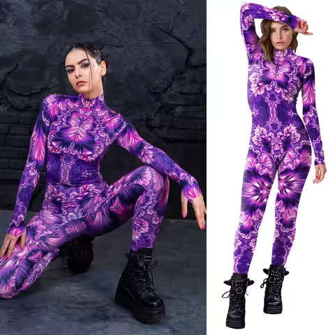[You're My Secret] Multicolour Printing Holiday Women Jumpsuit Halloween Bodysuits Cosplay Costumes 