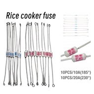 10Pcs/set Rice Cooker Ceramic Thermal Fuse 185C/10A 216C/20A RF Temperature Fuse