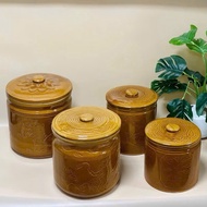 High Quality Bat Trang Melon Salt Crock Pot, Eel Skin Color Melon Salt Pot
