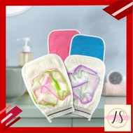 Shower Bath Gloves + Loofah Exfoliating Body Scrubber Wash Skin Mitt Massage Span Cuci Badan (MS2210
